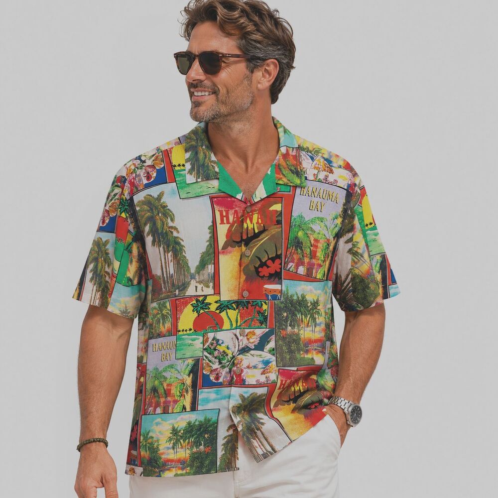 Daniel Cremieux Collection Hawaiian Camp Shirt Large Italian Fabric Tropical